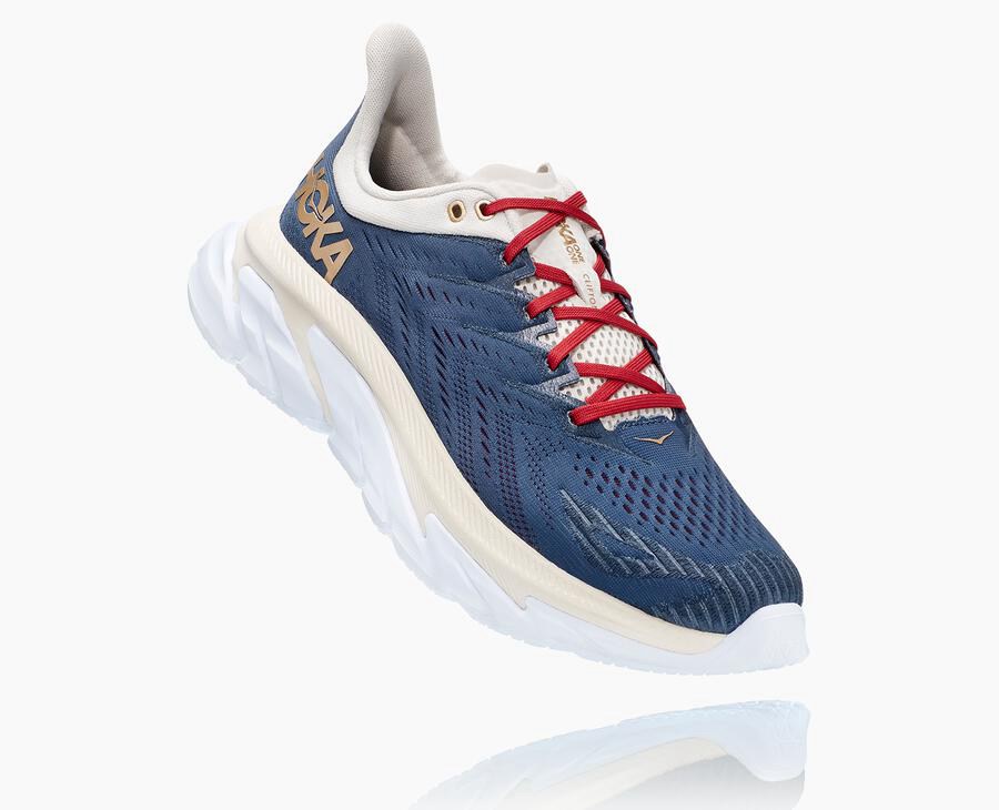 Hoka One One Clifton Edge - Men Running Shoes - Blue/White,Australia DMF-163948